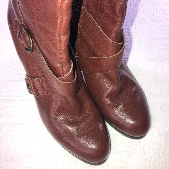 NINE WEST Millicento Brown Leather heeled boots 9 - Picture 5 of 13
